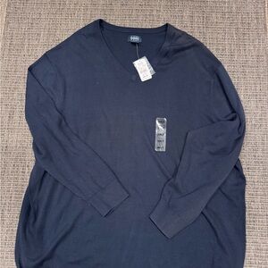 Harbor Bay Men's Navy Long Sleeve V-Neck Shirt